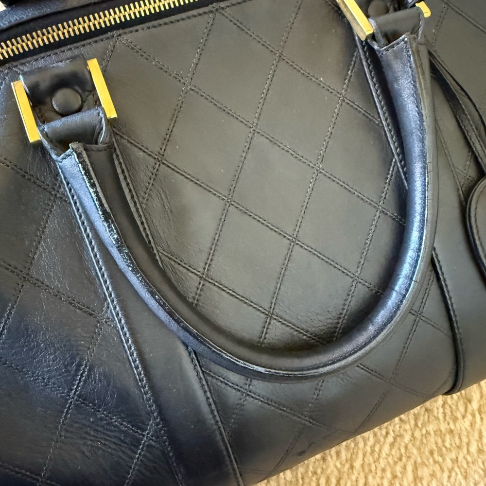 CHANEL Black Quilted Leather Travel Weekender with Gold Logo Charm - Picture 3 of 13